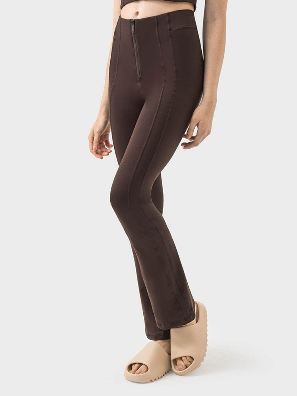 Millennia Zipper Detail High Waist Active Pants - Delanoir