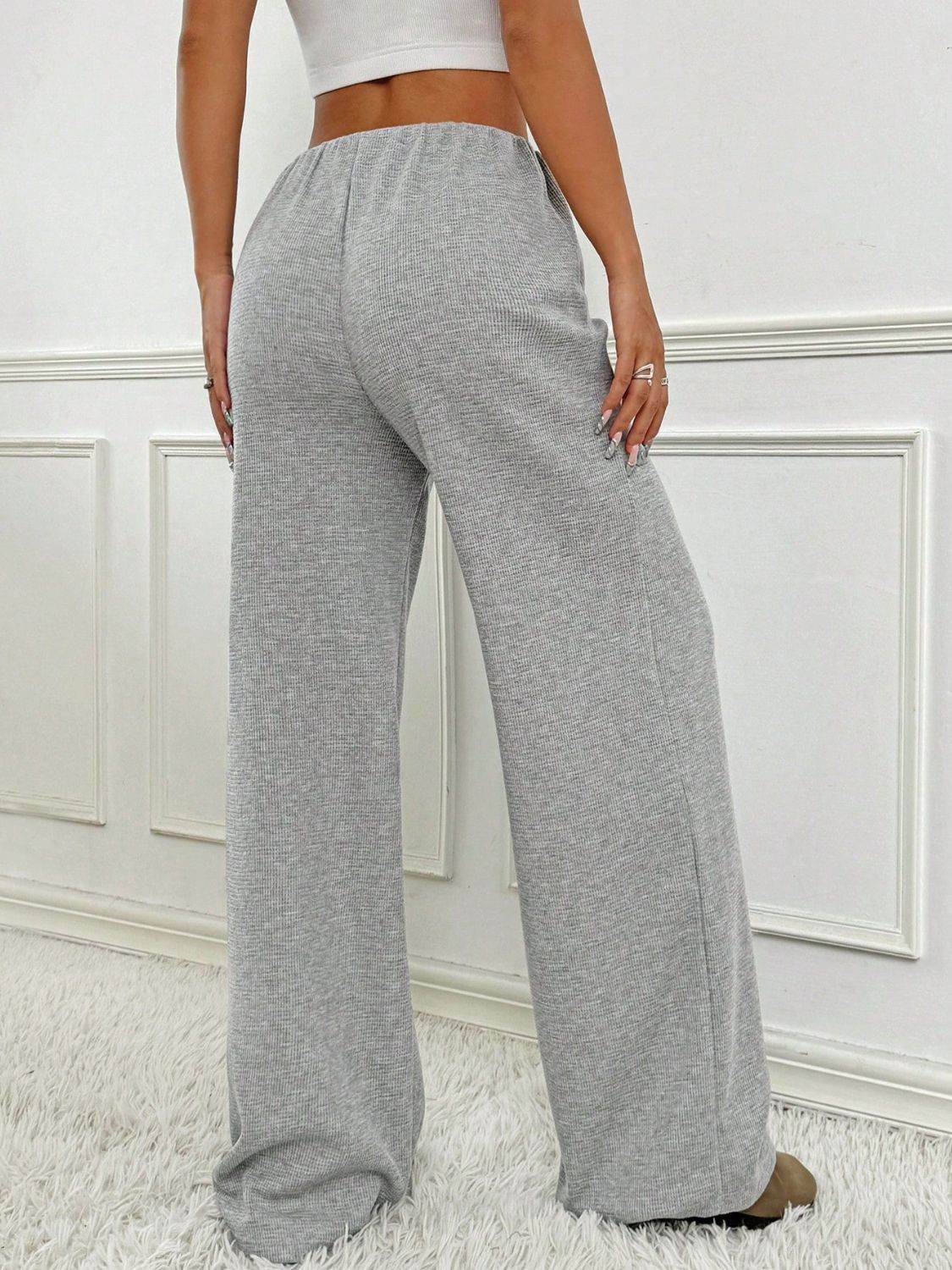 Tied Striped Wide Leg Pants - Delanoir