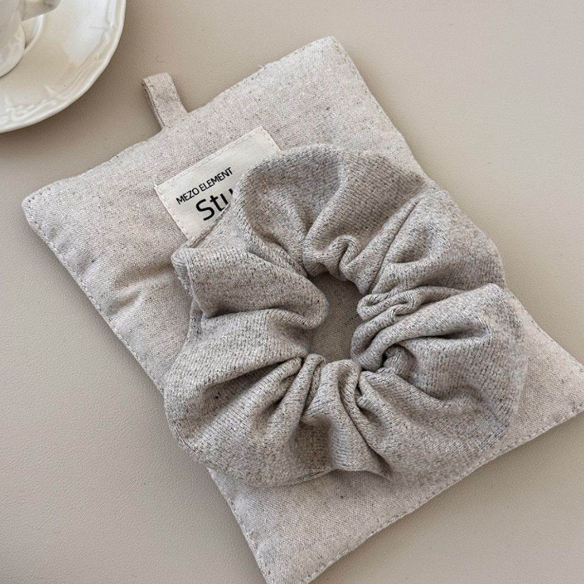 3-Piece Ruched Heathered Elastic Hair Scrunchy - Delanoir