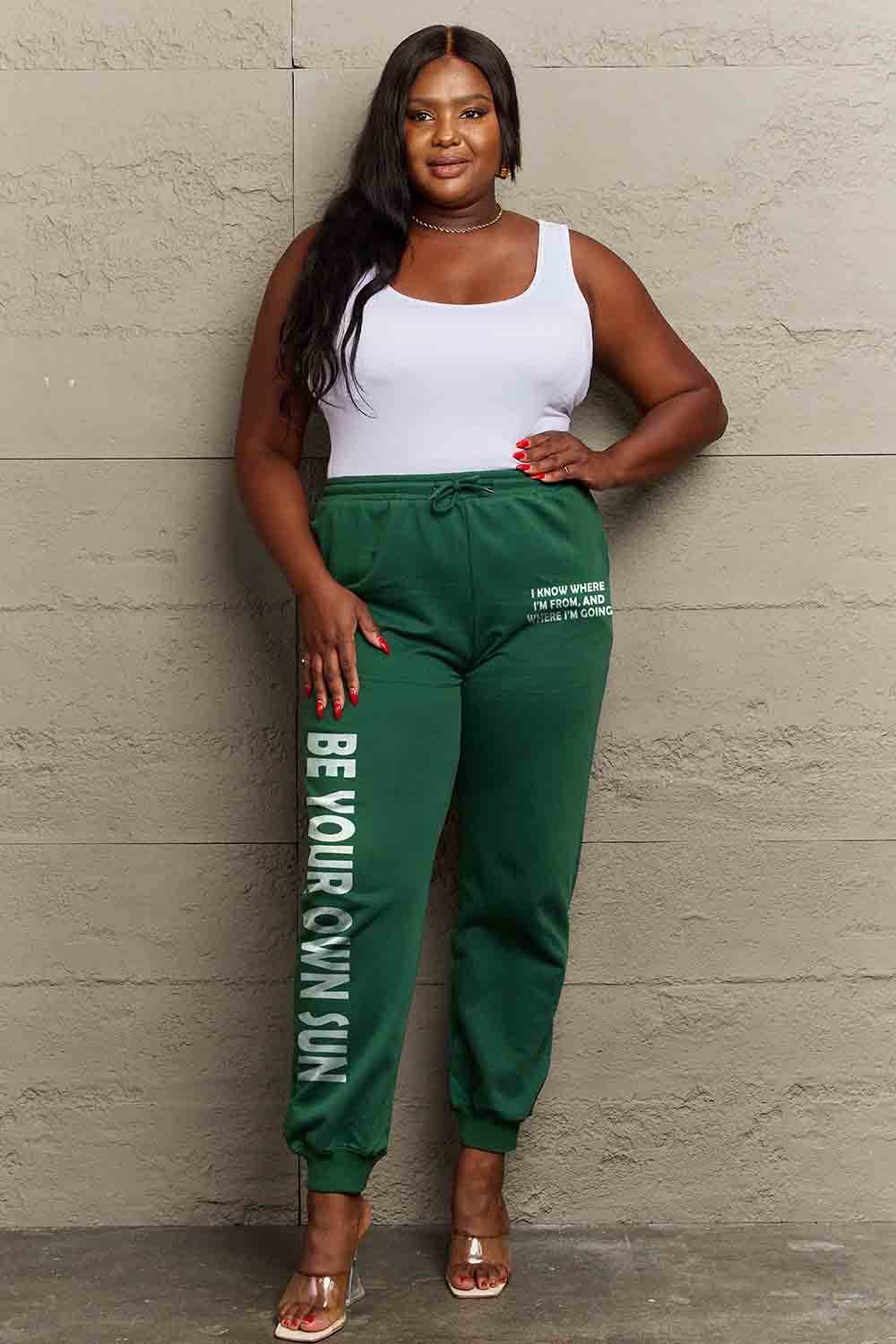 Simply Love Full Size BE YOUR OWN SUN Graphic Sweatpants - Delanoir