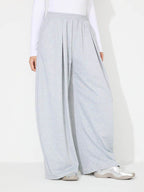 Elastic Waist Wide Leg Pants with Pockets - Delanoir