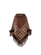 Fringe Geometric Cape Sleeve Poncho - Delanoir