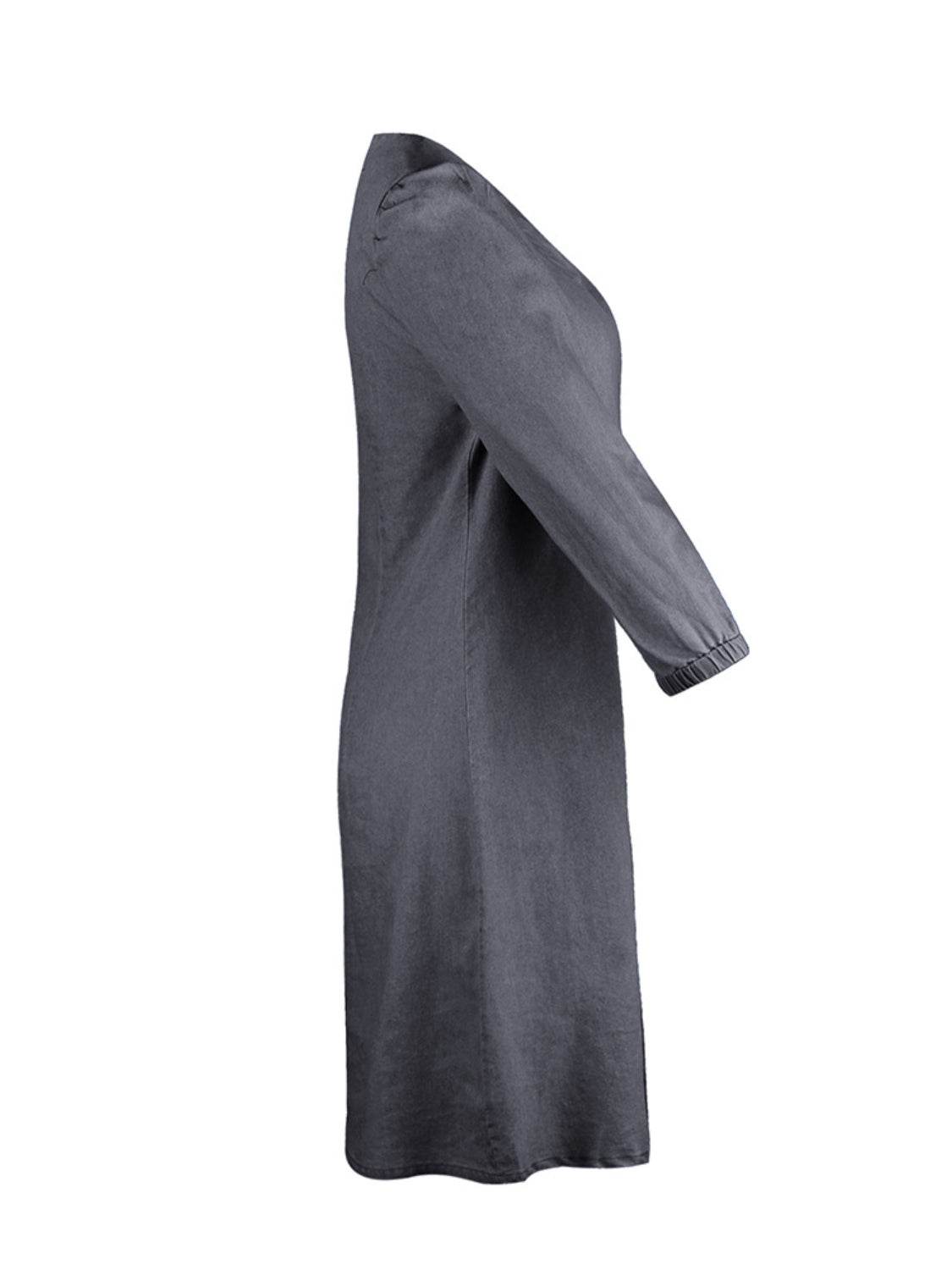 Full Size V-Neck Half Sleeve Dress - Delanoir