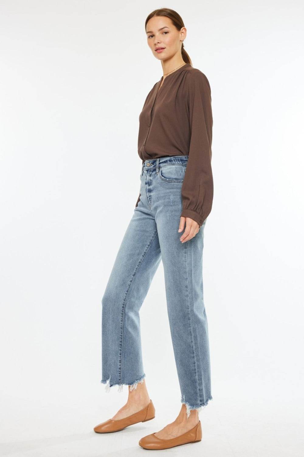 Kancan High Rise Slim Wide Leg Jeans - Delanoir