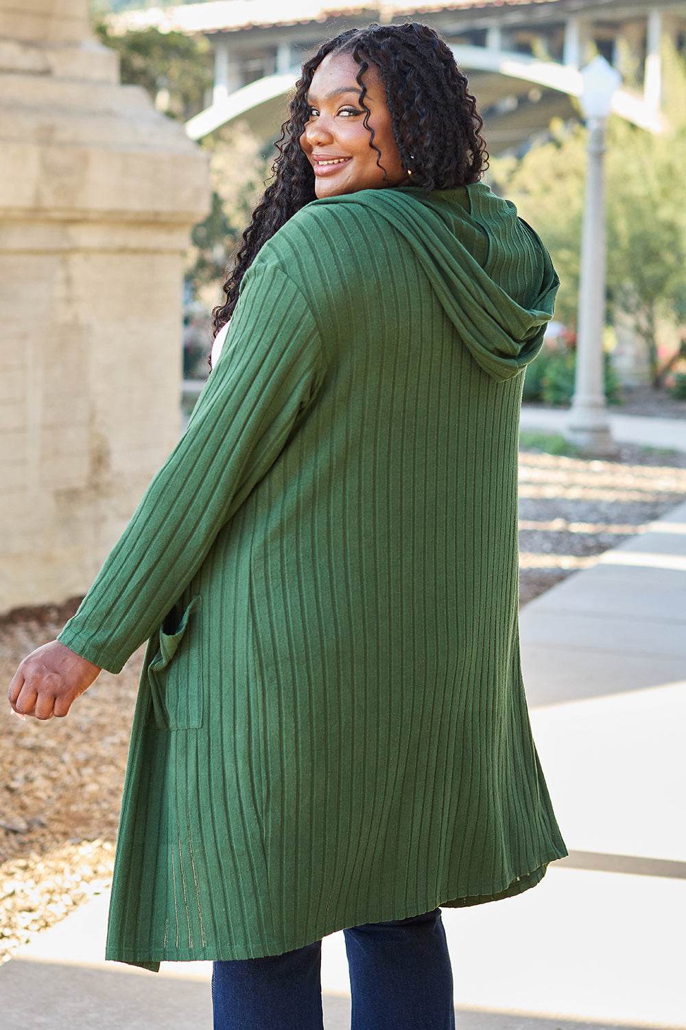 Basic Bae Full Size Hooded Sweater Cardigan - Delanoir