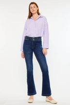 Kancan High Rise Double Waistband Flare Jeans - Delanoir