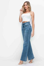 bytos Full Size High Rise Wide Leg Jeans with Pockets - Delanoir