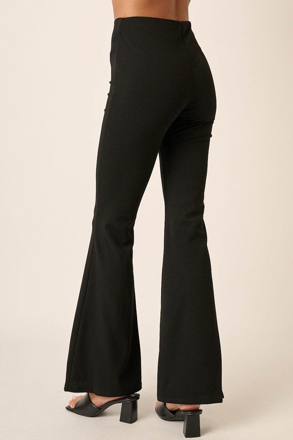 Mittoshop Crepe Knit Elastic Waist Flare Leg Pants - Delanoir