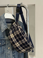 Plaid Adjustable Strap Crossbody Bag - Delanoir