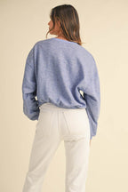 Mable Round Neck Letter Embroidery Crop Sweatshirt - Delanoir