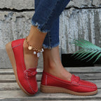 Weave Wedge Heeled Loafers - Delanoir