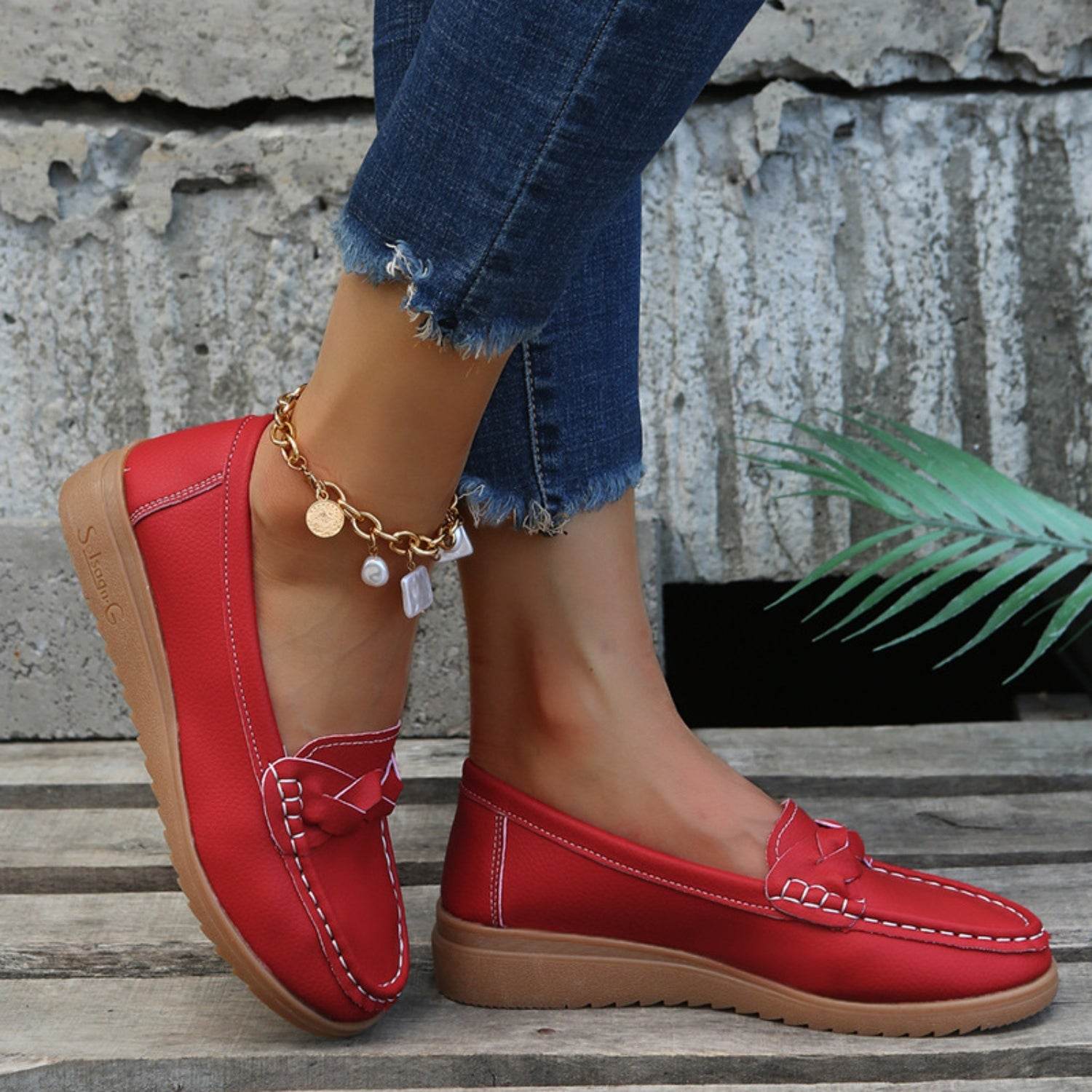 Weave Wedge Heeled Loafers - Delanoir