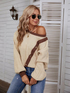 Decorative Button Round Neck Sweater - Delanoir