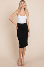 BOMBOM Elastic Waist Pencil Skirt - Delanoir