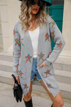 Angel Wings Star Open Front Long Sleeve Cardigan - Delanoir