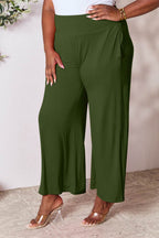 Double Take Full Size Smocked Wide Waistband Wide Leg Pants - Delanoir
