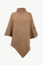 Turtleneck Buttoned Poncho - Delanoir
