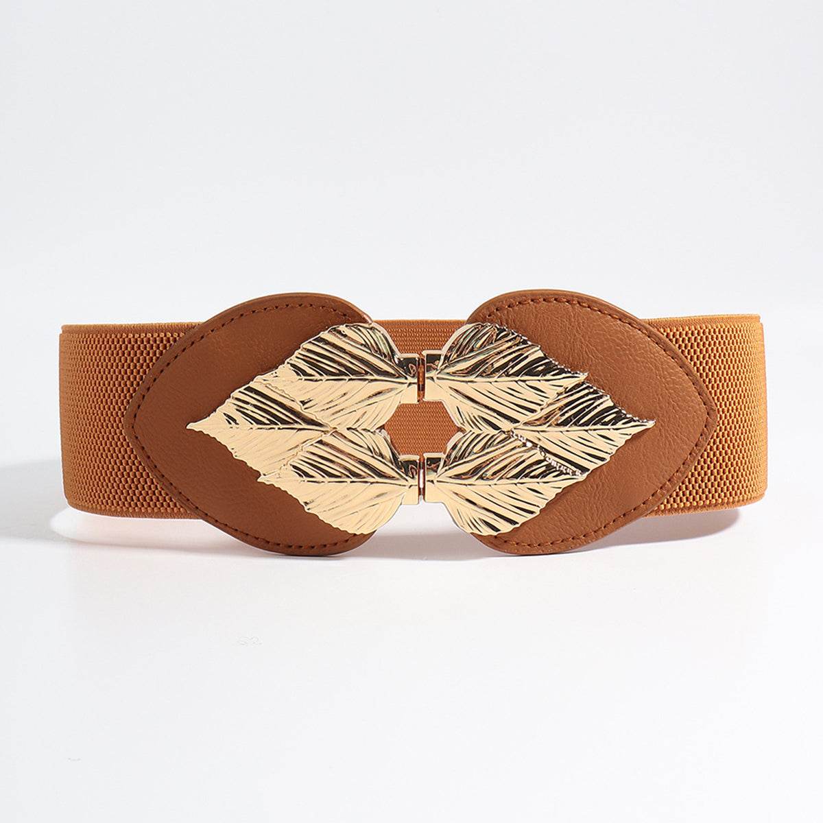 Alloy Leaf Buckle Elastic Belt - Delanoir