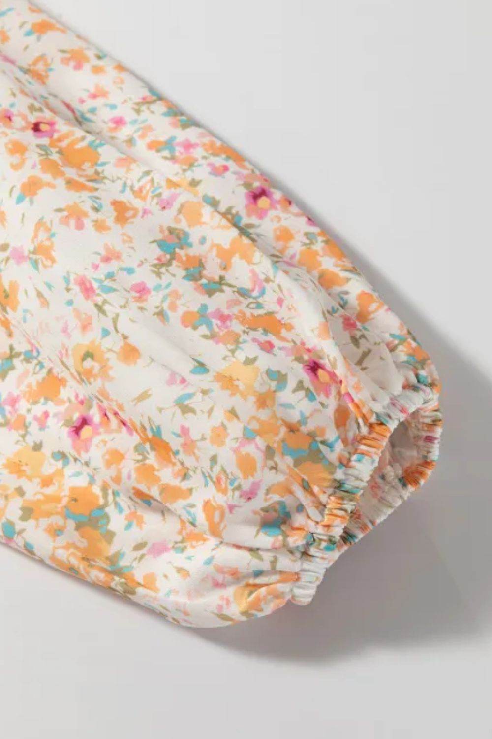 Printed V-Neck Balloon Sleeve Mini Dress - Delanoir
