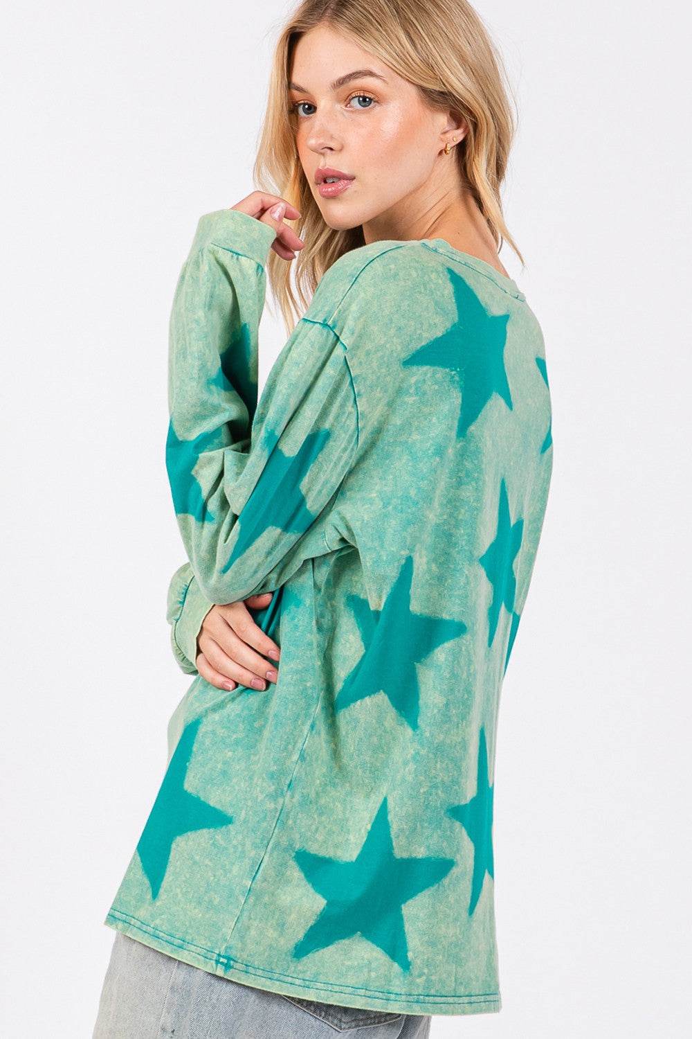 SAGE + FIG Mineral Wash Star Pattern T-Shirt - Delanoir