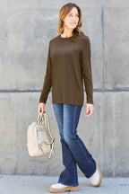 Basic Bae Full Size Round Neck Long Sleeve Top - Delanoir