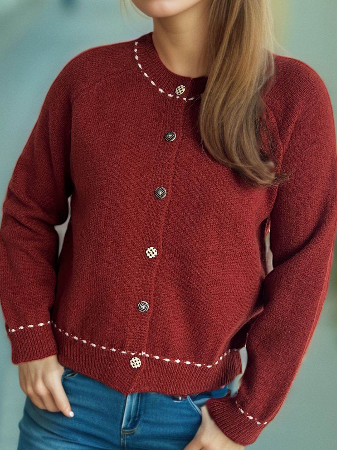 Button Down Long Sleeve Cardigan - Delanoir