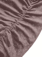 Glitter Ruched Cowl Neck Wrap Dress - Delanoir