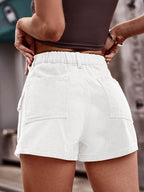 High Waist Denim Shorts with Pockets - Delanoir