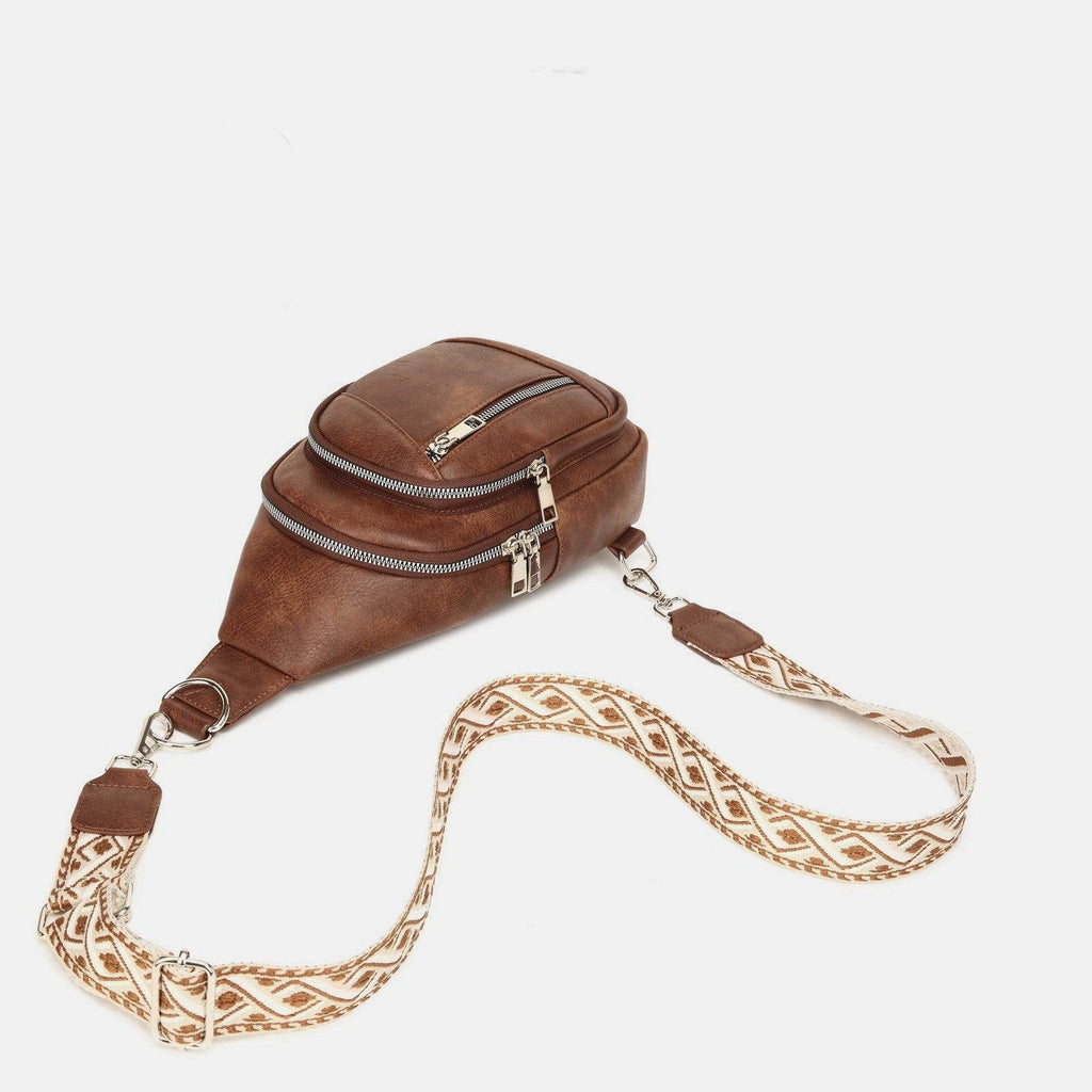 PU Leather Crossbody Bag with Two Detachable Strap - Delanoir