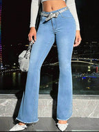 Raw Hem Bootcut Jeans with Pockets - Delanoir