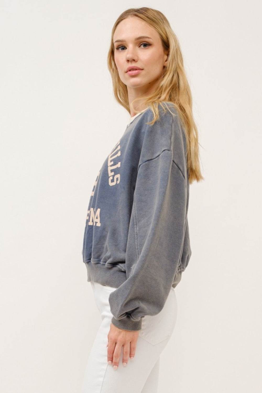 And The Why BEVERLY HILLS 92 CALIFORNIA Contrast Crop Sweatshirt - Delanoir