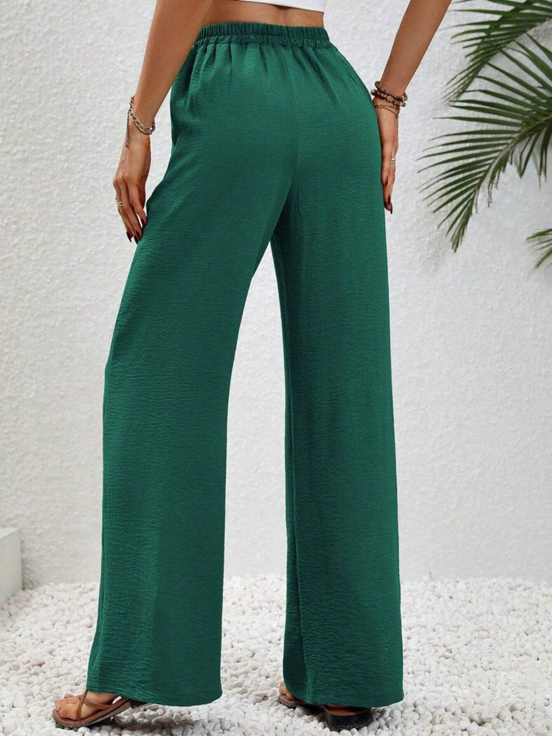Wide Leg Drawstring Pants - Delanoir