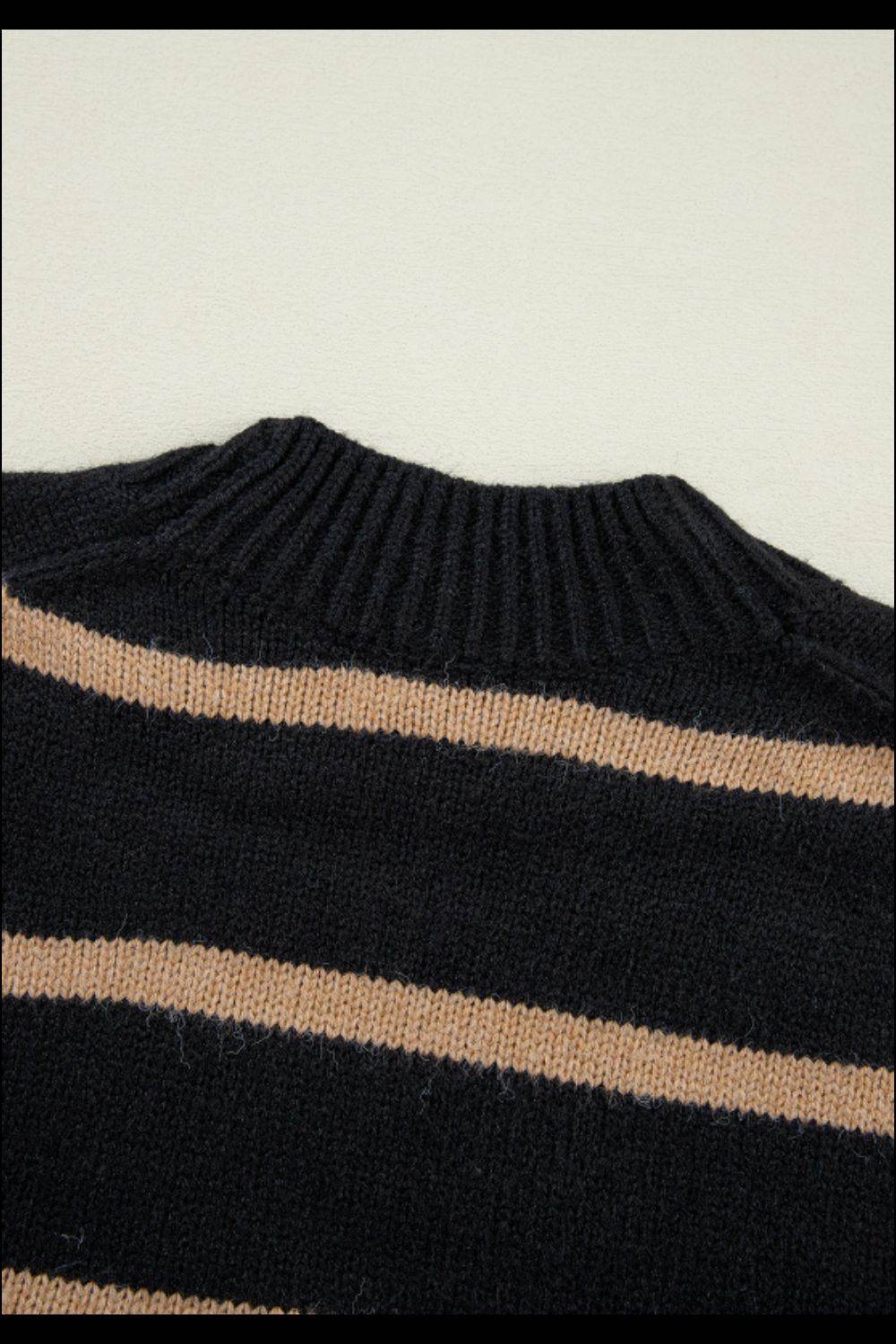 Striped Button Down Long Sleeve Cardigan - Delanoir
