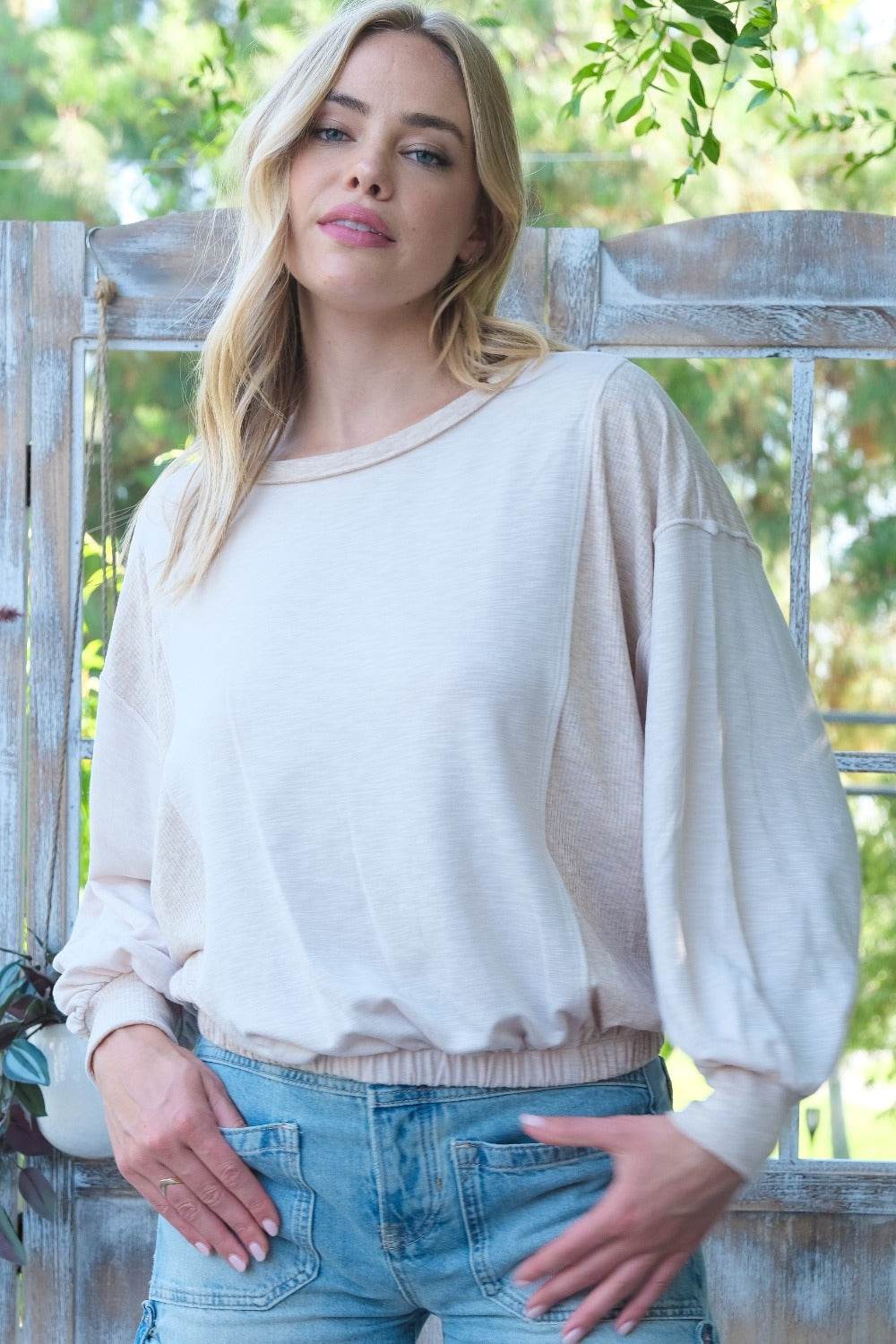 Hailey & Co Rib and Two Tone Knit Mixed Top - Delanoir