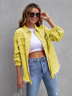 Distressed Drop Shoulder Denim Jacket - Delanoir