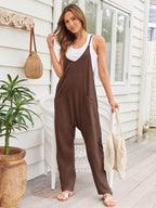 V-Neck Spaghetti Strap Jumpsuit - Delanoir