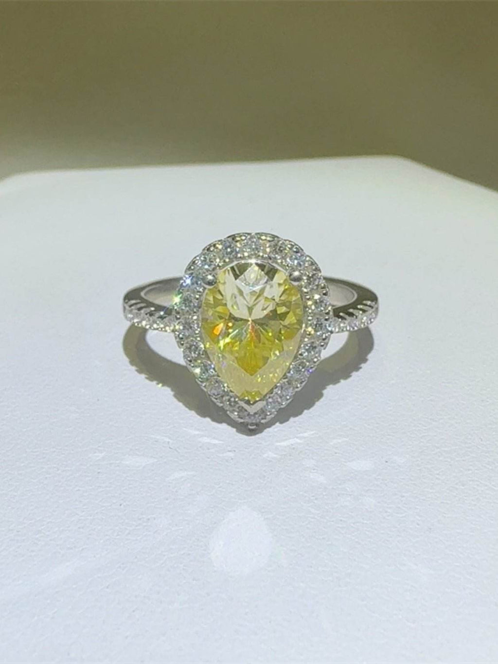 2 Carat Moissanite 925 Sterling Silver Teardrop Shape Ring - Delanoir