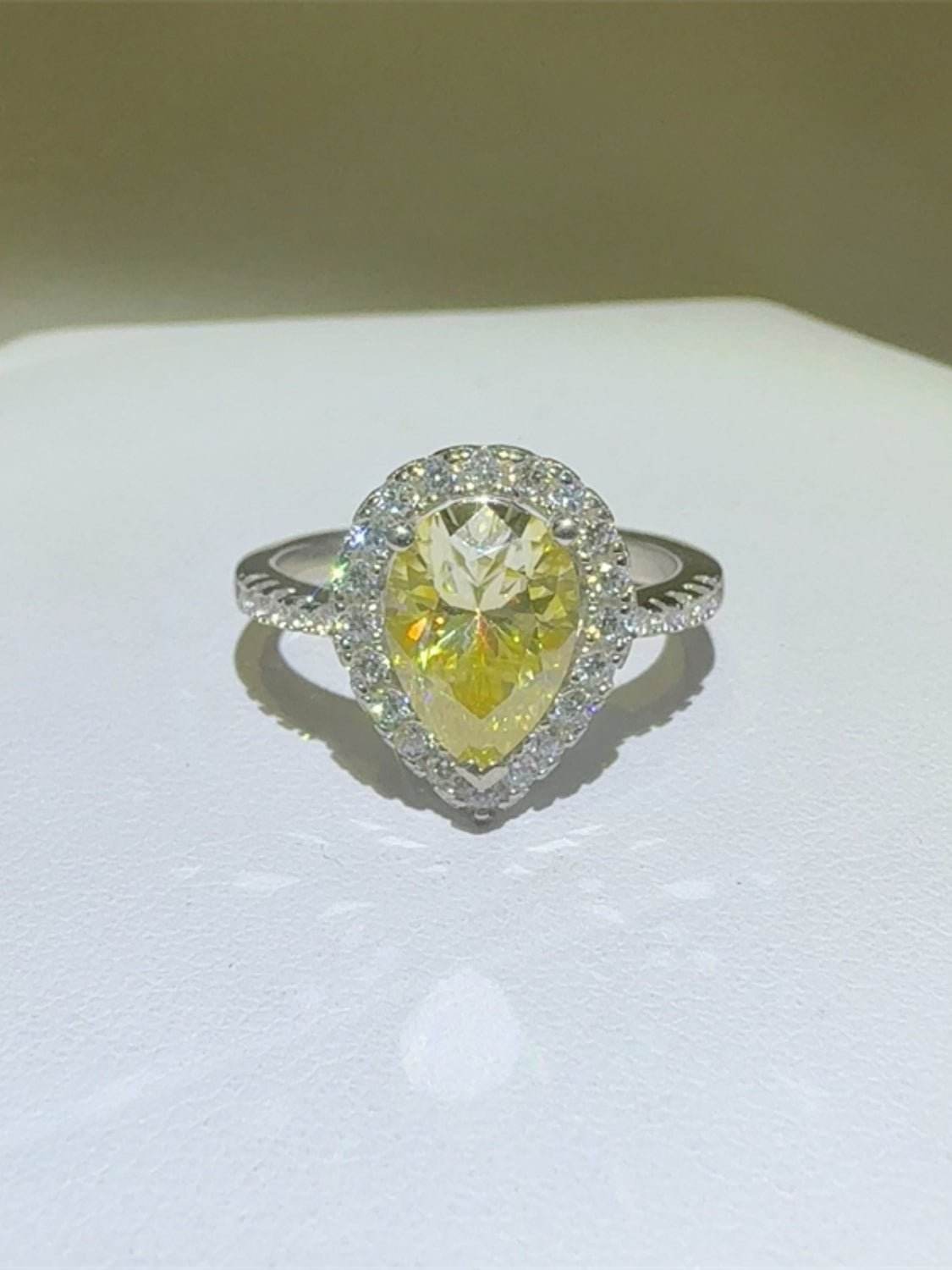 2 Carat Moissanite 925 Sterling Silver Teardrop Shape Ring - Delanoir