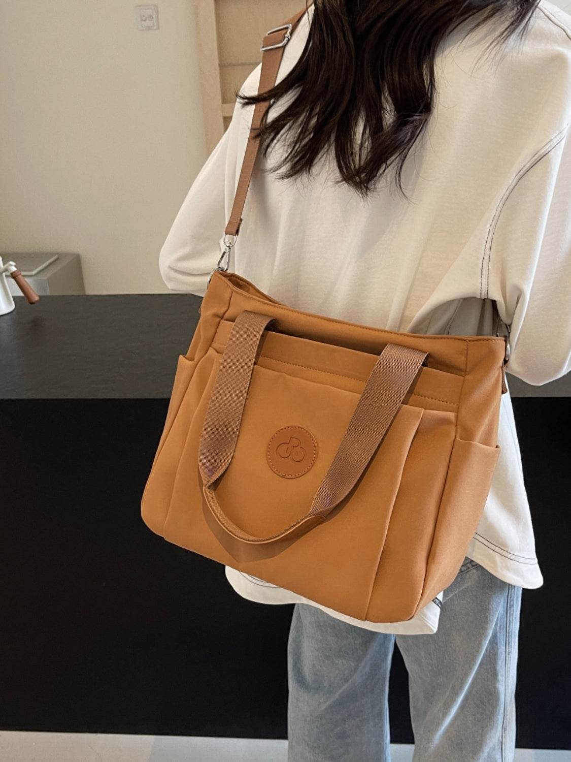 Nylon Solid Color Tote Bag - Delanoir