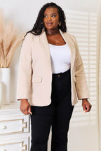 Devine Shawl Collar Long Sleeve Blazer - Delanoir