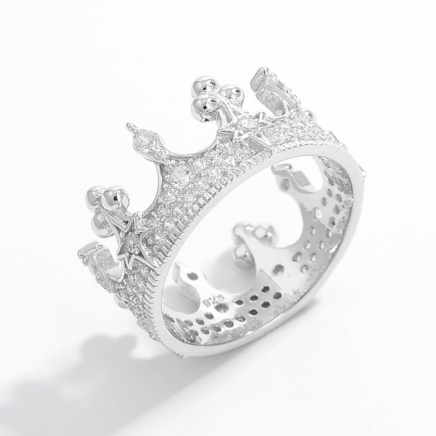 Crown Shape Zircon 925 Sterling Silver Ring - Delanoir