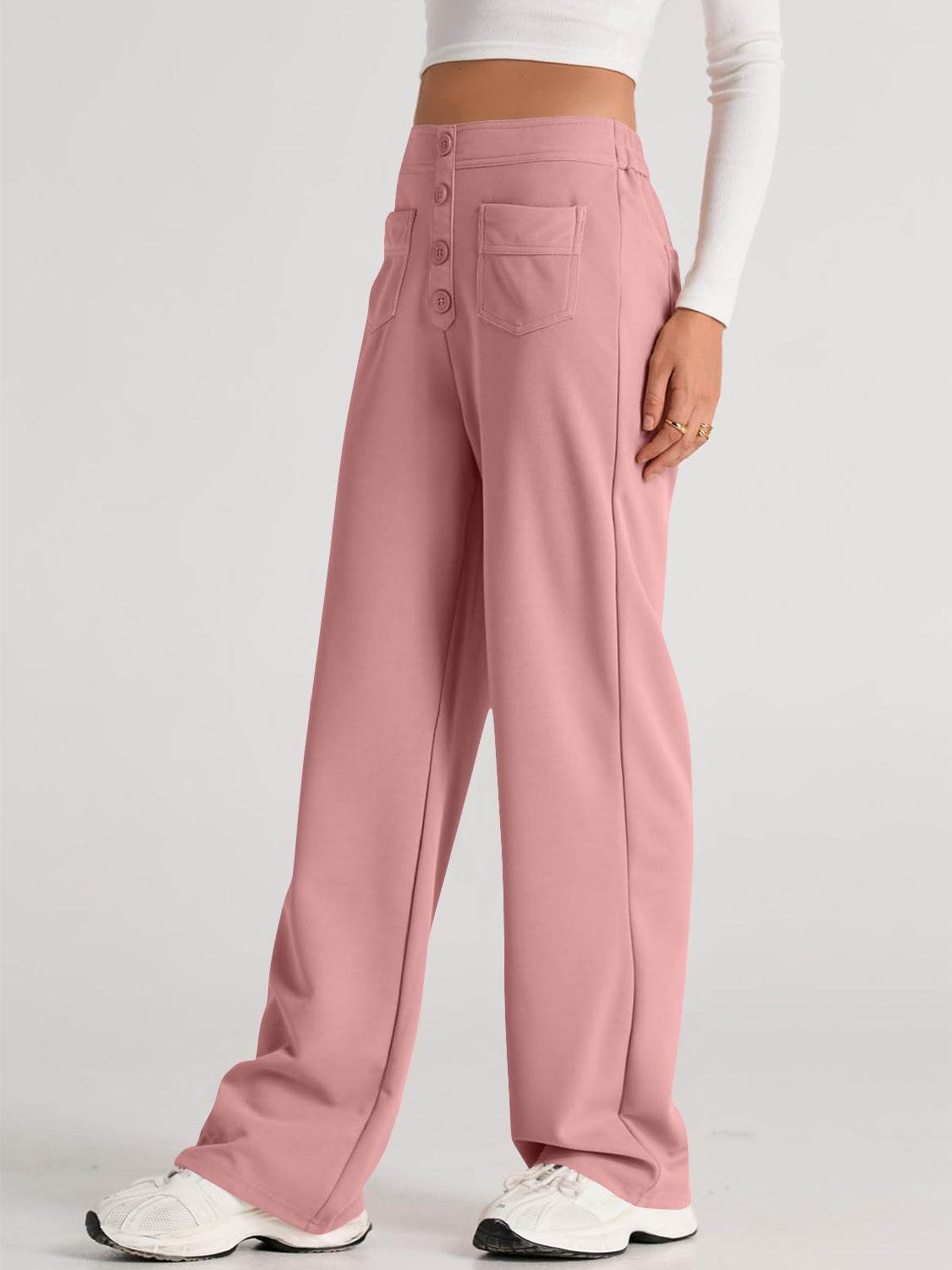 High Waist Wide Leg Pants - Delanoir