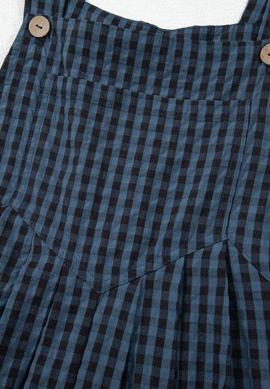 Plaid Wide Strap Wide Leg Overalls - Delanoir