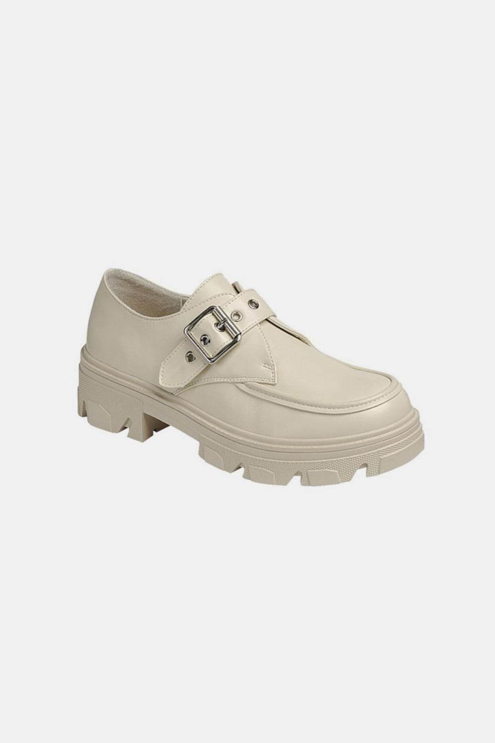 Forever Link Buckled Platform Lug Sole Loafers - Delanoir