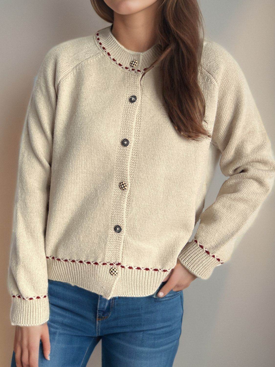 Button Down Long Sleeve Cardigan - Delanoir