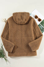 Drawstring Fleece Zip Up Hooded Jacket - Delanoir