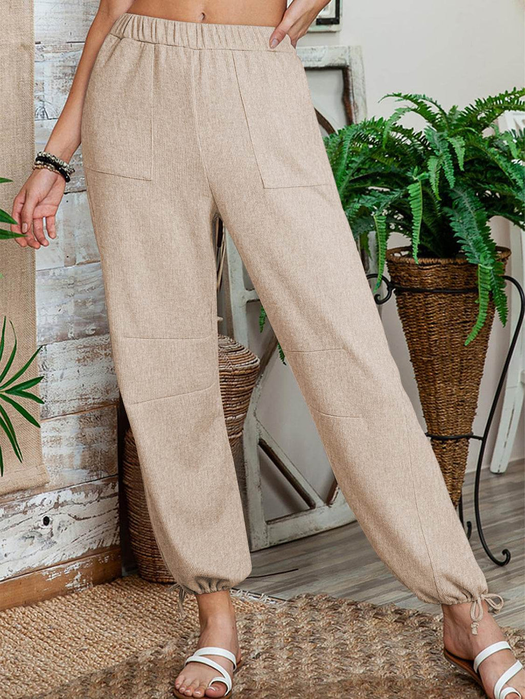 Drawstring Elastic Waist Joggers - Delanoir