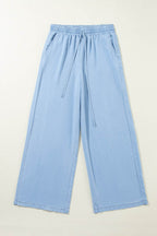 Drawstring Wide Leg Jeans - Delanoir