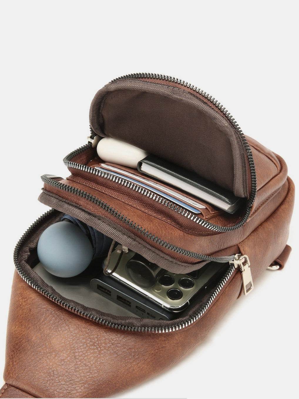 PU Leather Crossbody Bag with Two Detachable Strap - Delanoir