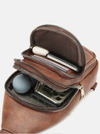 PU Leather Crossbody Bag with Two Detachable Strap - Delanoir